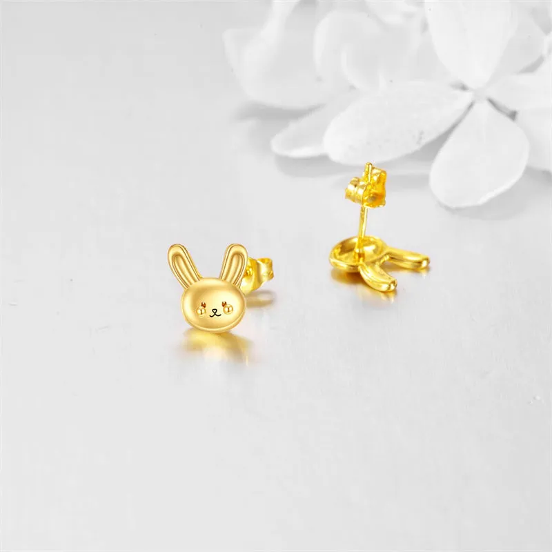 14k Soild Gold  Bunny Stud Earrings for Women Cute Animal Leverback Earrings Bunny Earrings Studs Rabbit Jewelry  Gifts for Wome