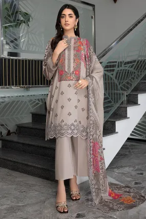 3-PC Unstitched Embroibered Lawn Suit with Embroidered Chiffon Dupatta CCS4-30