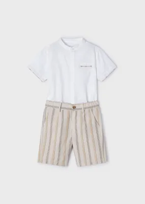 3283 - Linen suiting bermuda set for boy - Raffia