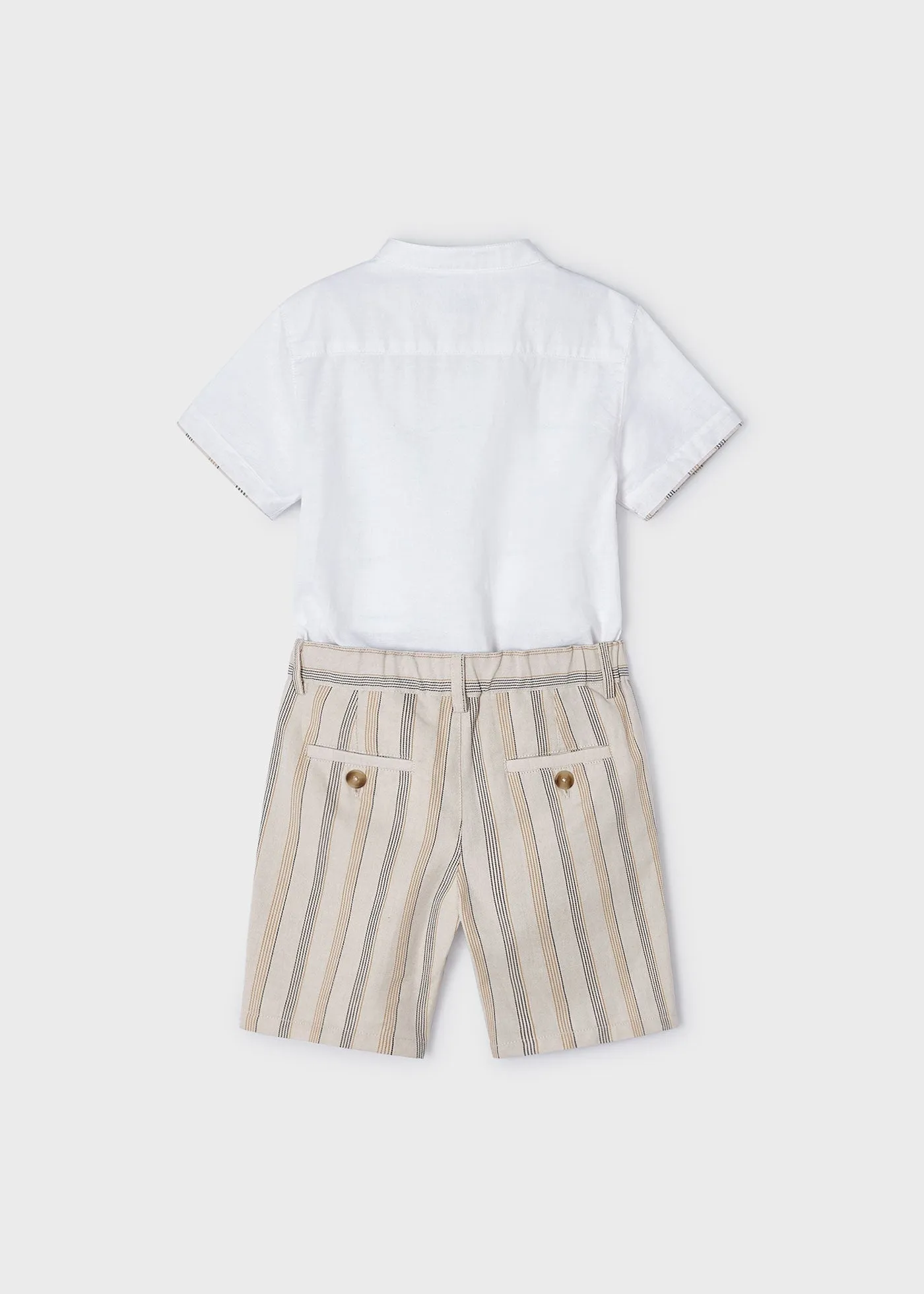 3283 - Linen suiting bermuda set for boy - Raffia