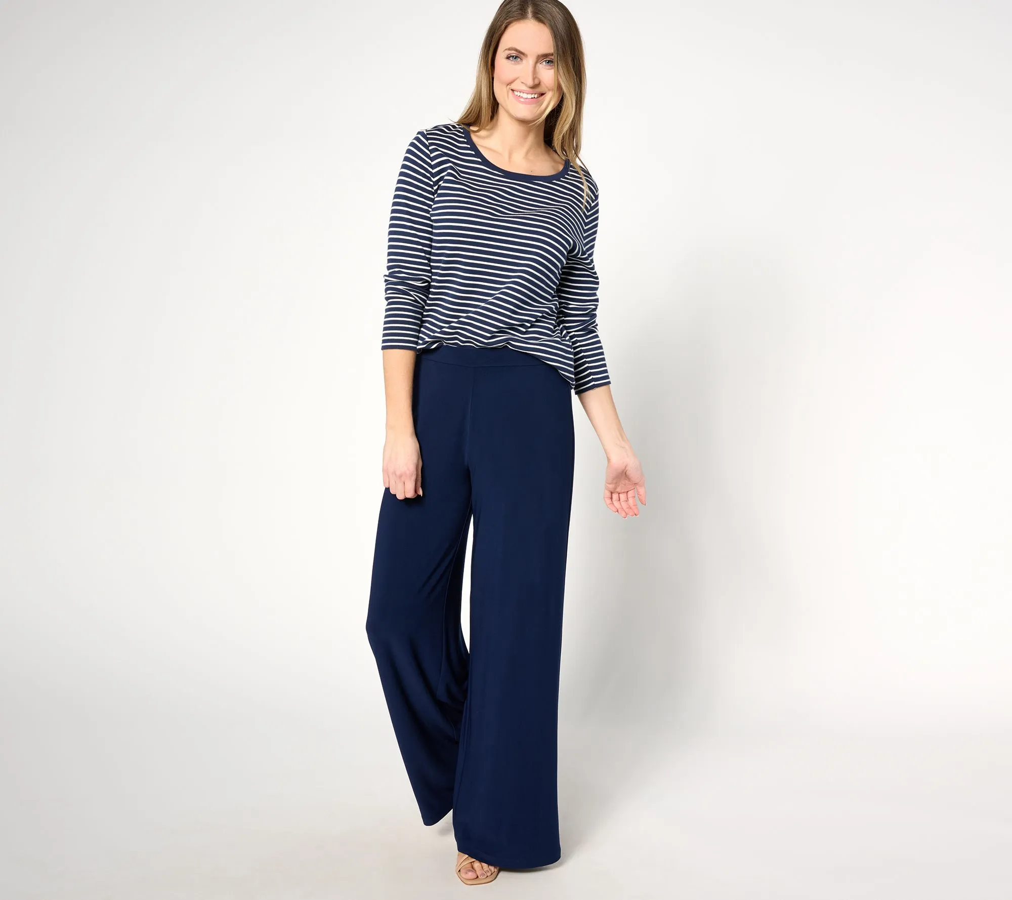 "As Is" Dennis Basso Regular Italia Knit Wide Leg Pants