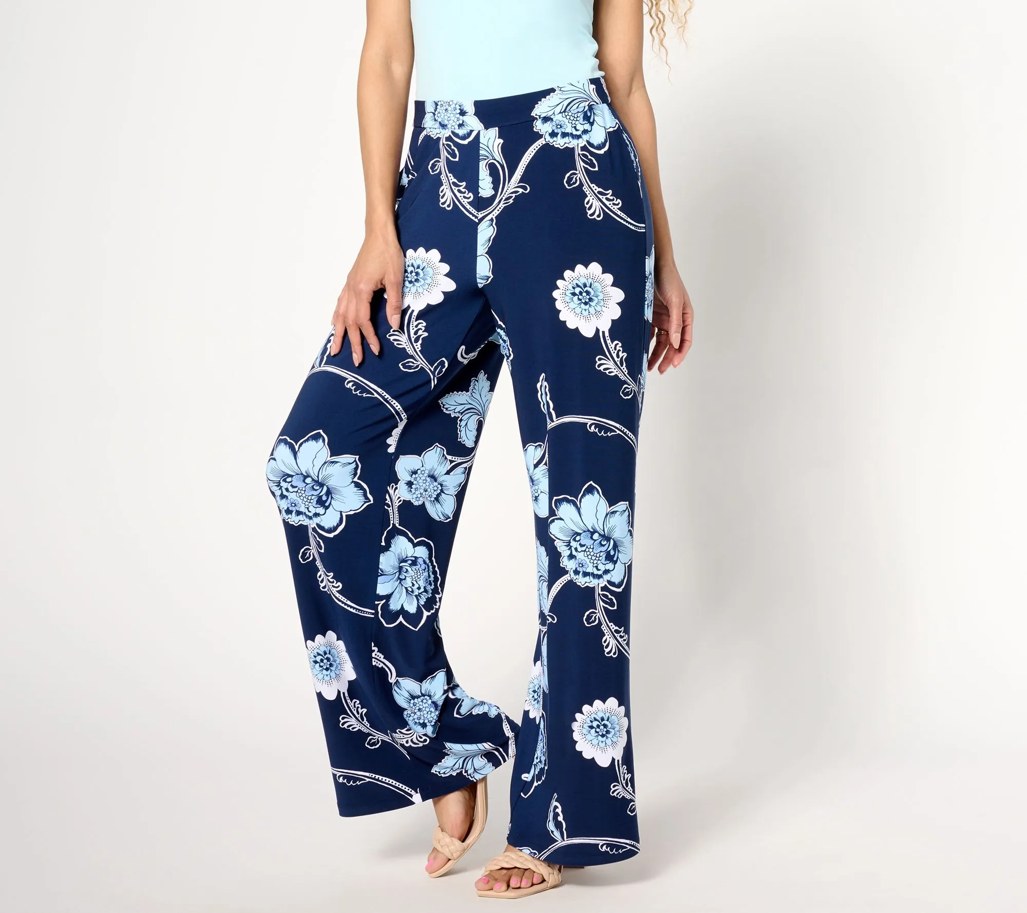 "As Is" Dennis Basso Regular Printed Italia Knit Wide Leg Pants