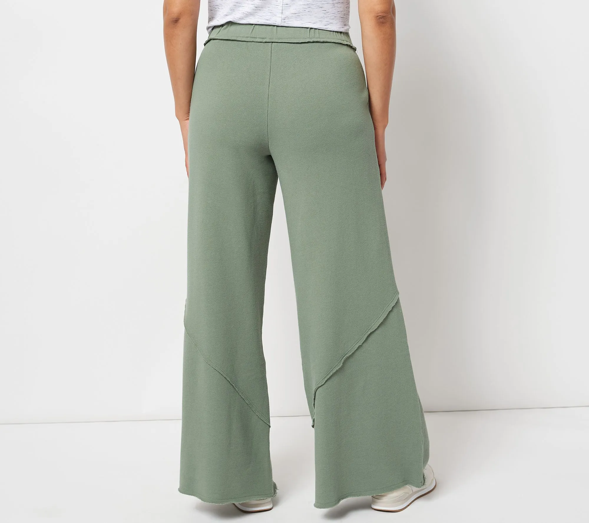 "As Is" Peace Love World Reg Raw Seamed French Terry Wide Leg Pants