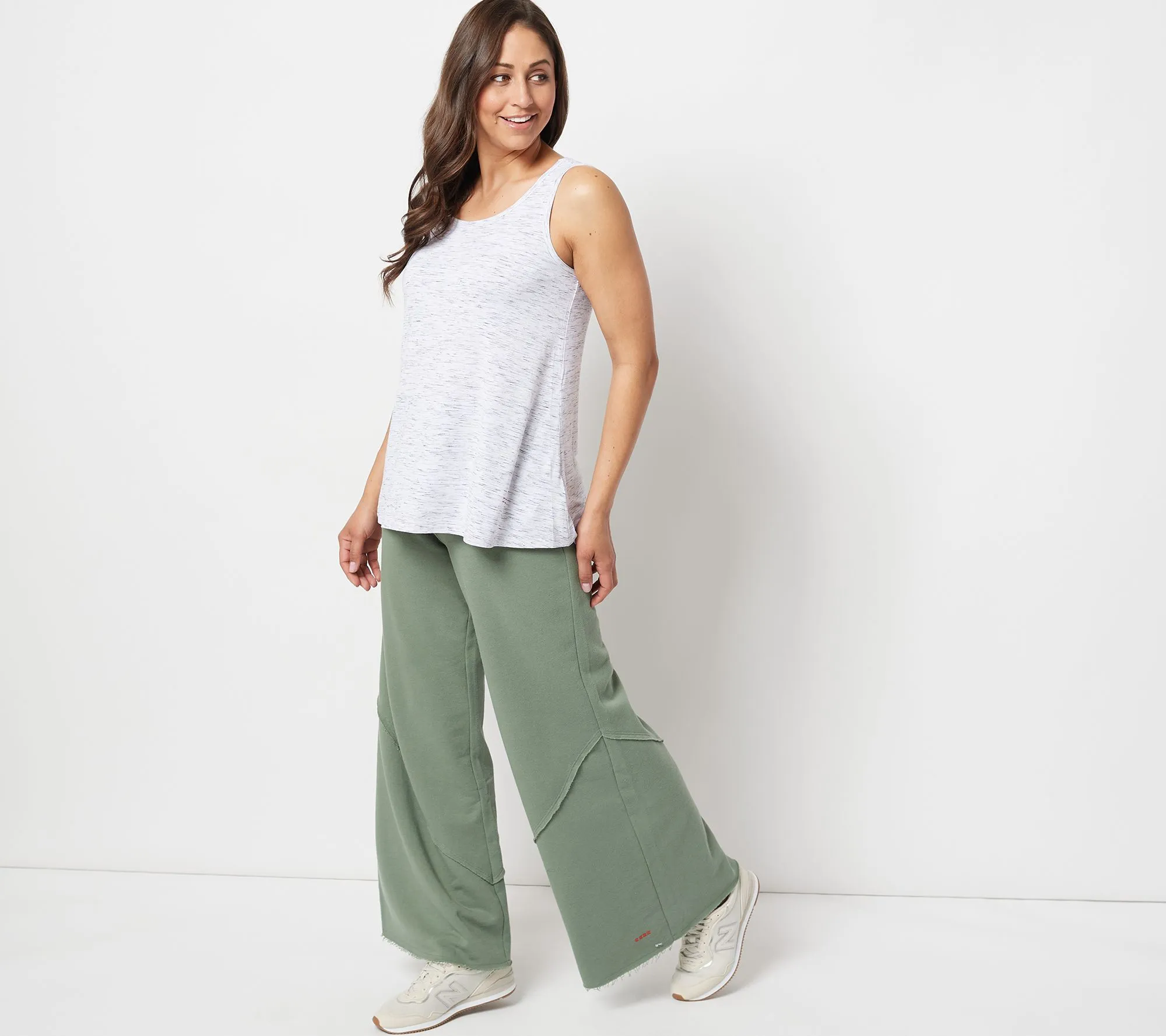 "As Is" Peace Love World Reg Raw Seamed French Terry Wide Leg Pants