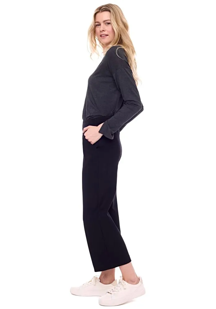 67928 Black Ponte Wide Leg Crop Pant