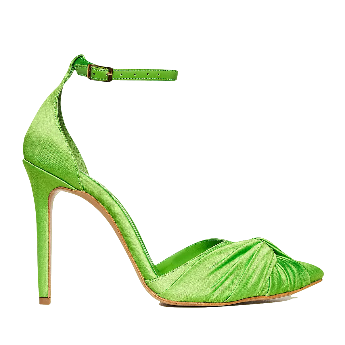 Ana Fluo Green Satin Slingbacks