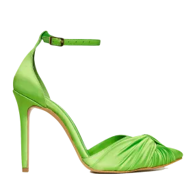 Ana Fluo Green Satin Slingbacks