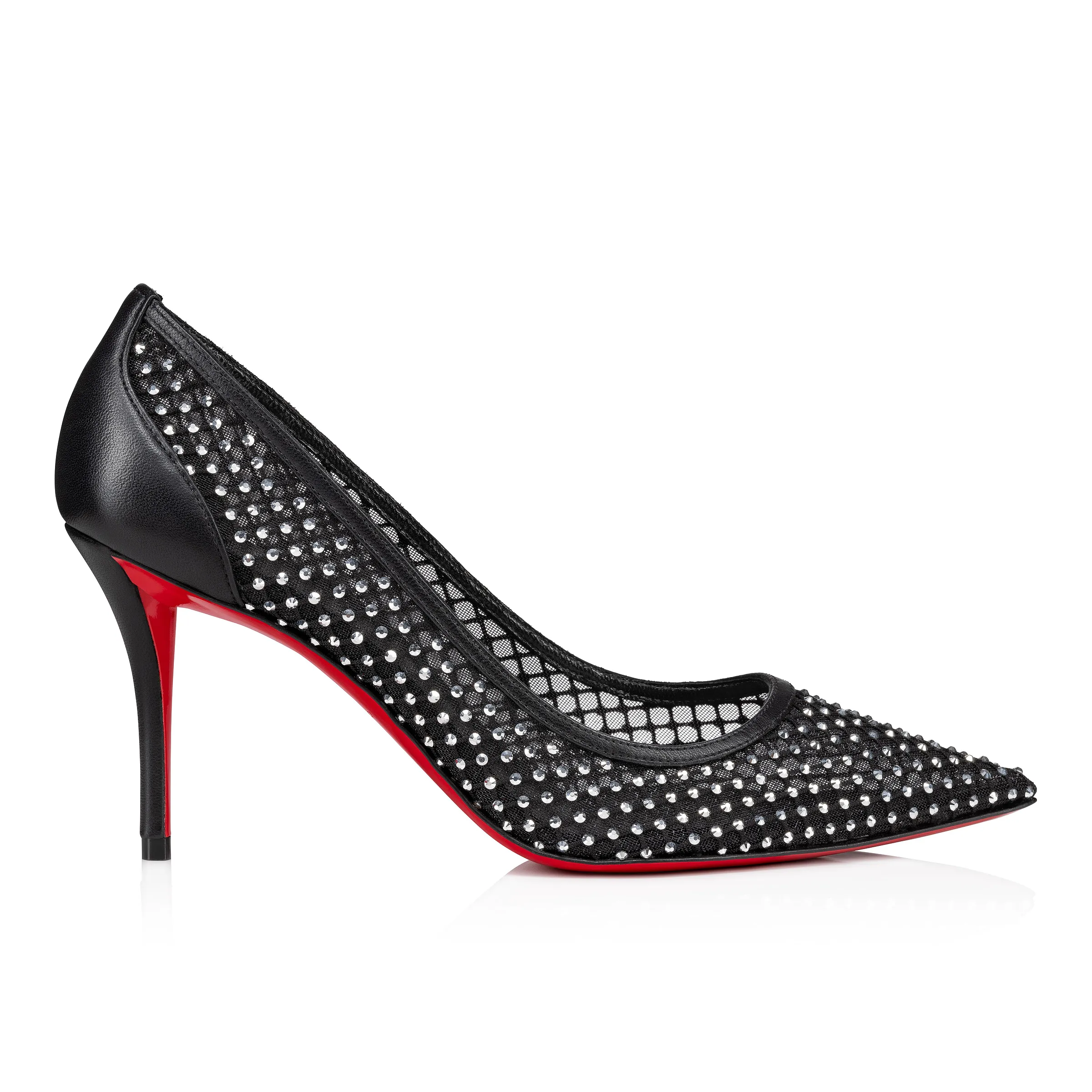 Apostropha Mesh Strass 80 mm Pumps - Strass mesh and nappa leather - Black - Women