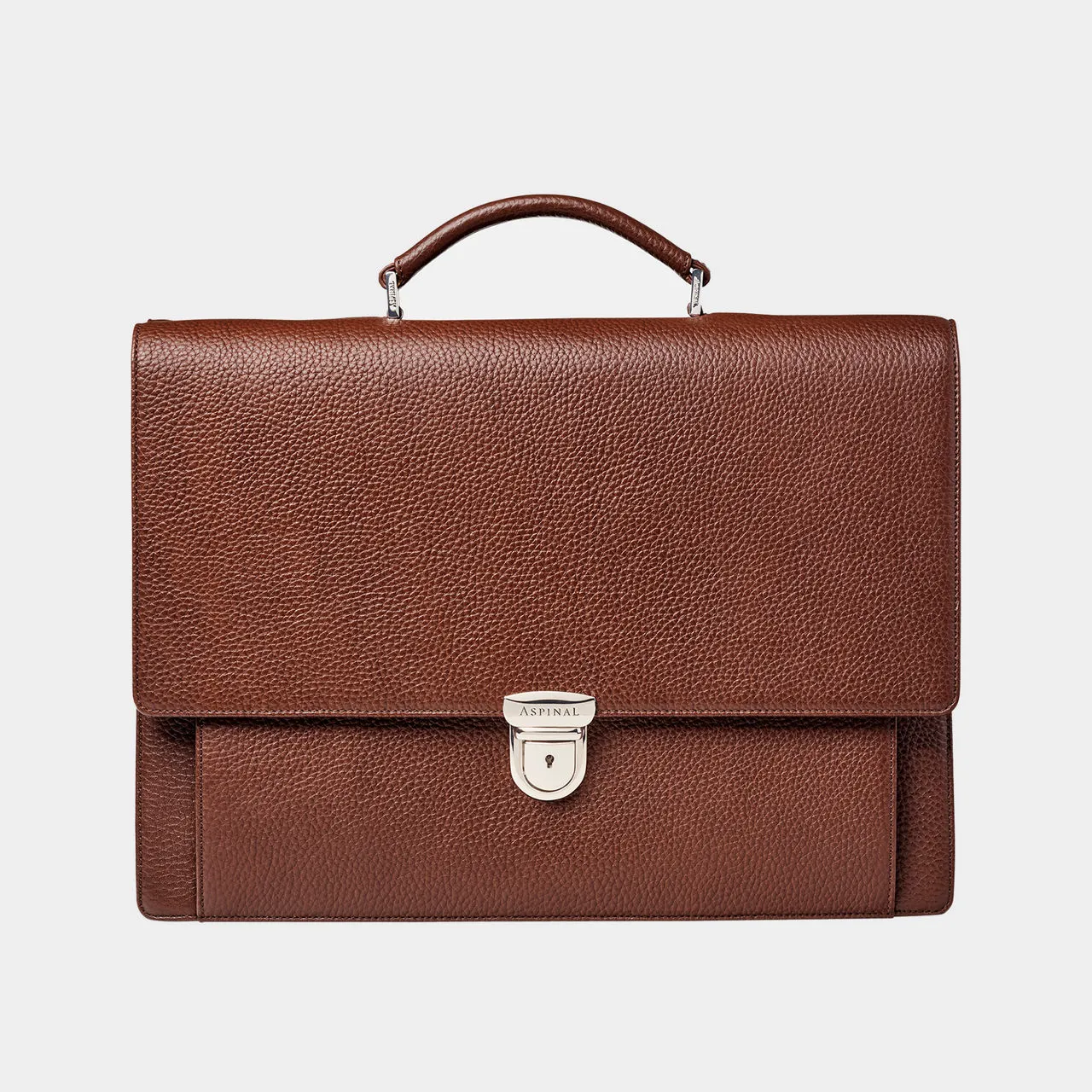 ASPINAL OF LONDON ONLINE EXCLUSIVE City Grained Leather Briefcase - Tobacco