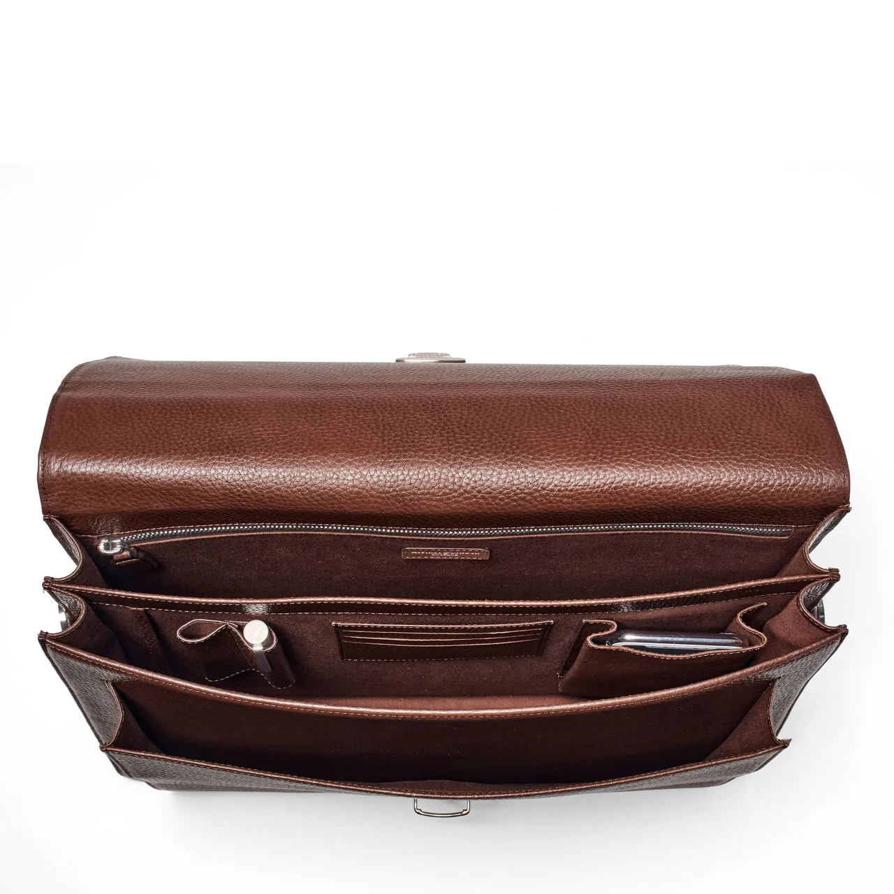 ASPINAL OF LONDON ONLINE EXCLUSIVE City Grained Leather Briefcase - Tobacco