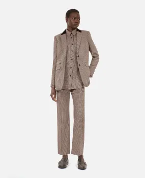 Beige houndstooth suit jacket