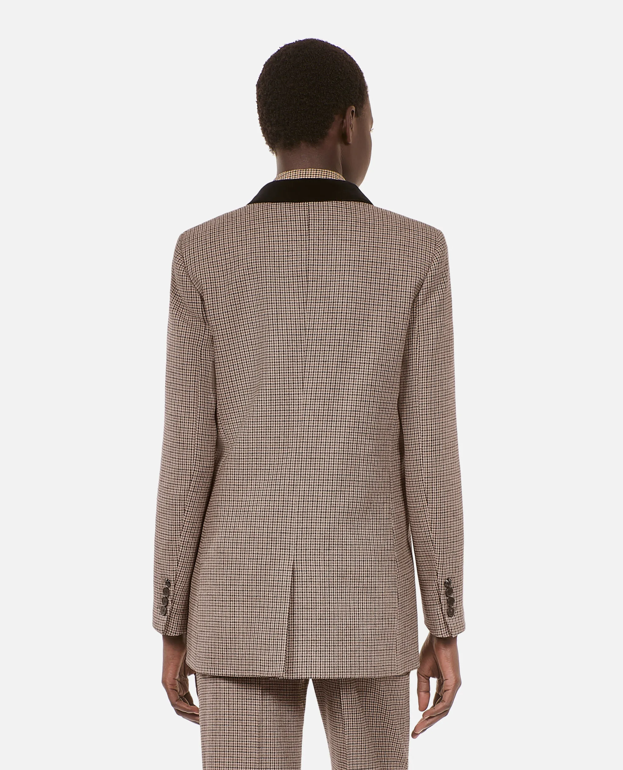 Beige houndstooth suit jacket