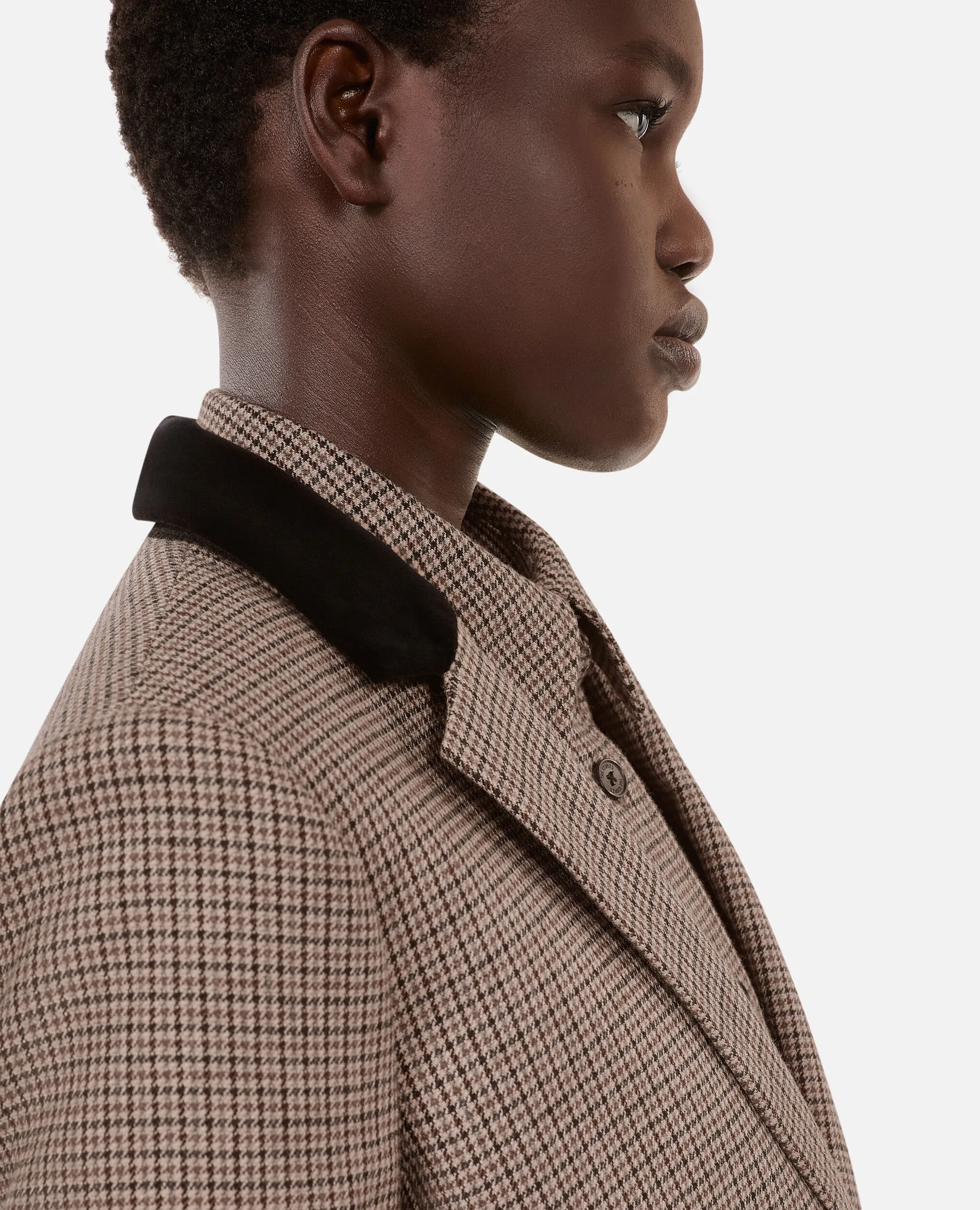 Beige houndstooth suit jacket