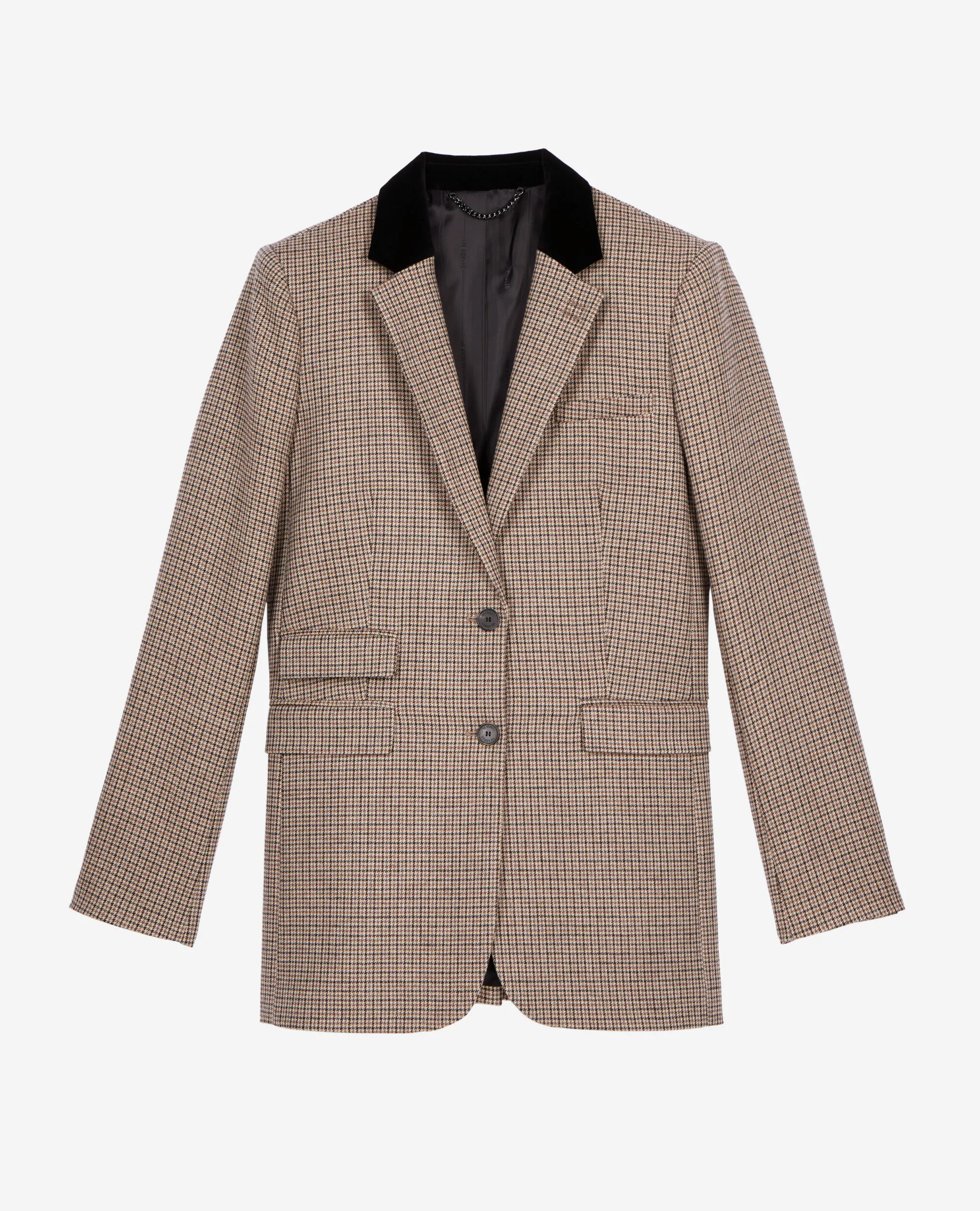 Beige houndstooth suit jacket