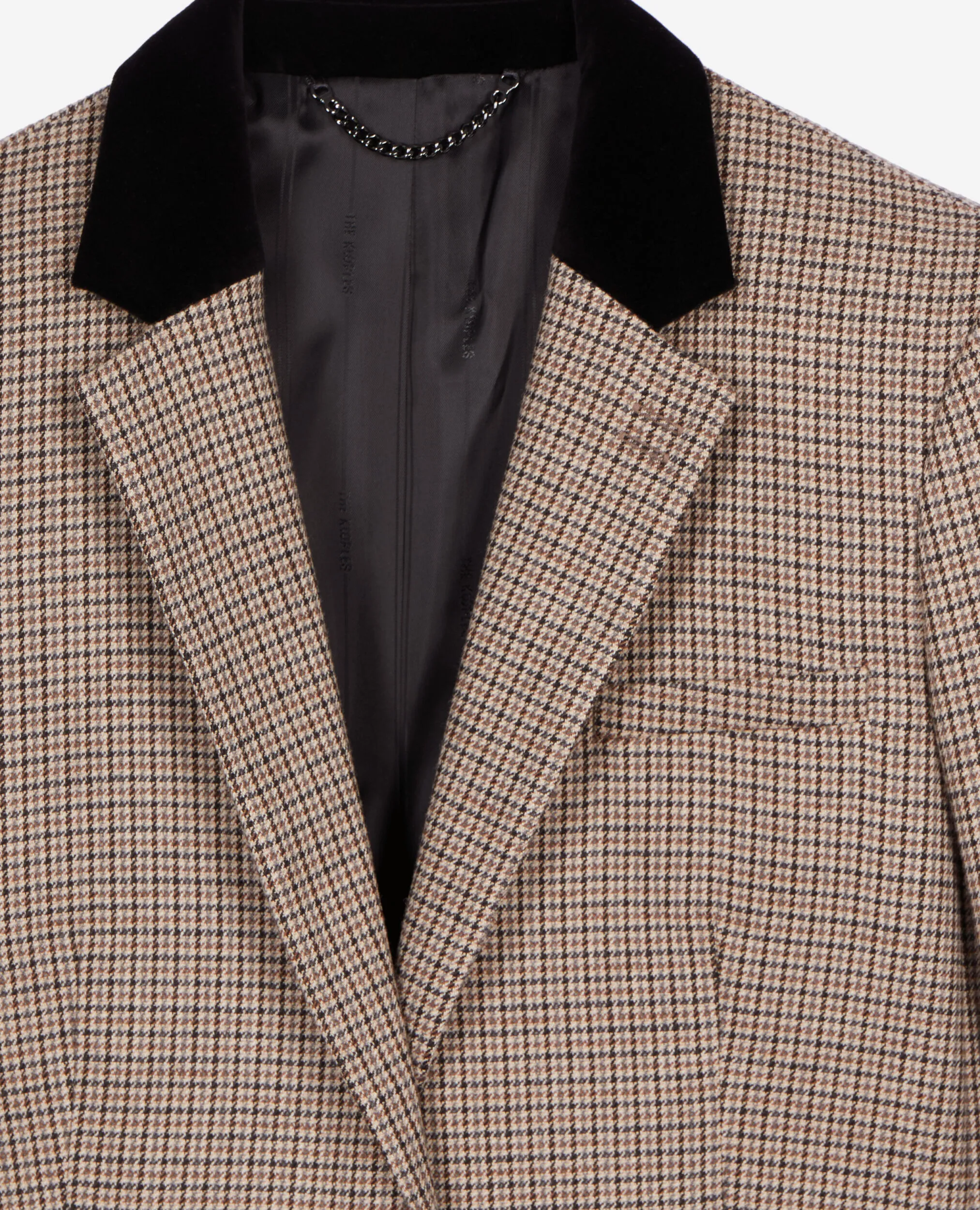 Beige houndstooth suit jacket