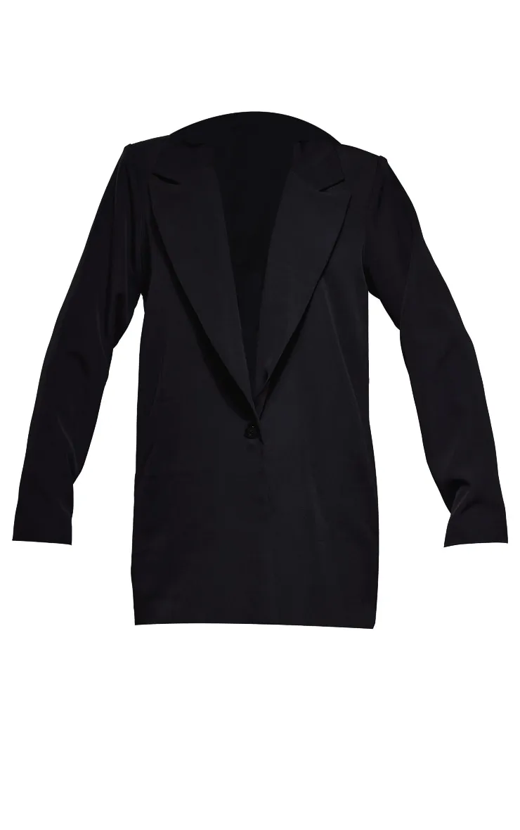 Black Woven Oversized Suit Jacket | Co-Ords