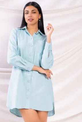 Blue Oversized Shirt Dress