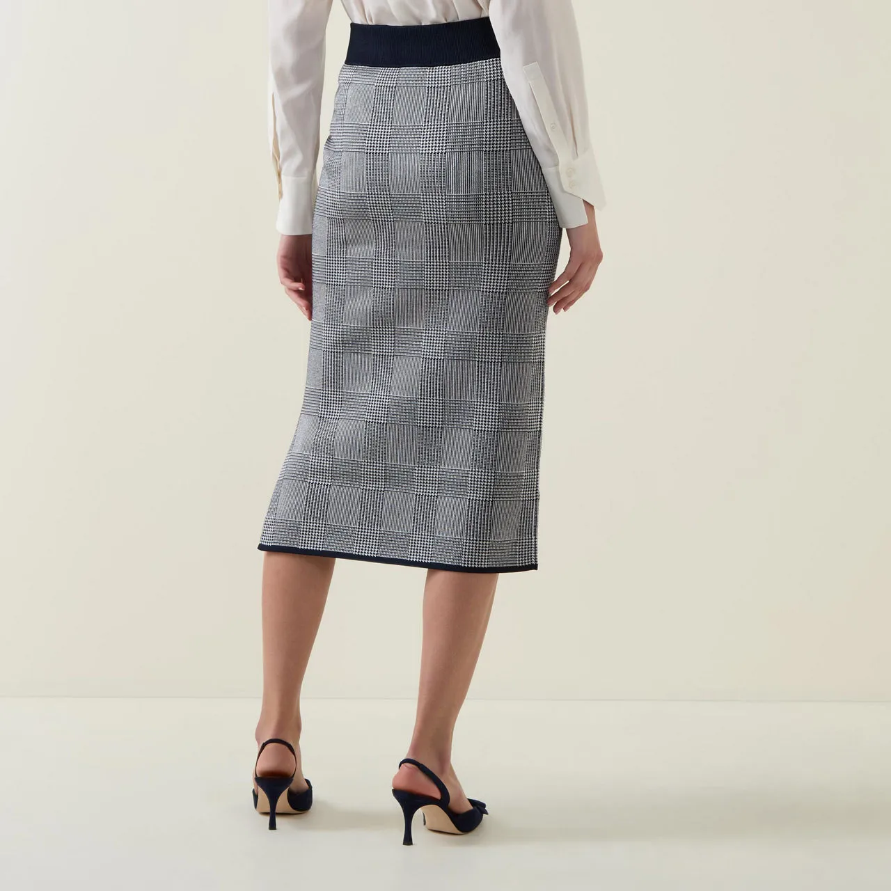 BOSS Furelia Check Knitted Pencil Skirt - Black