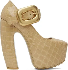 Bottega Veneta Beige Mostra Mary-Jane Pump Heels