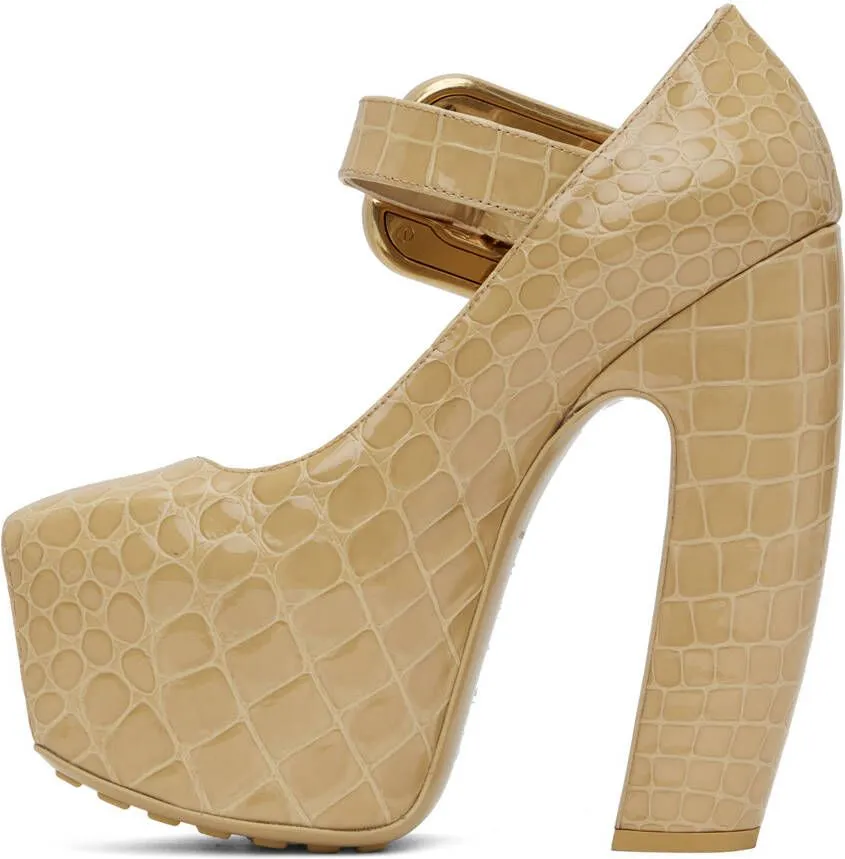 Bottega Veneta Beige Mostra Mary-Jane Pump Heels