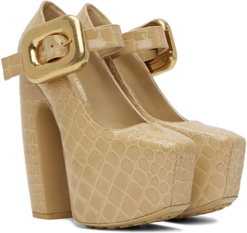 Bottega Veneta Beige Mostra Mary-Jane Pump Heels