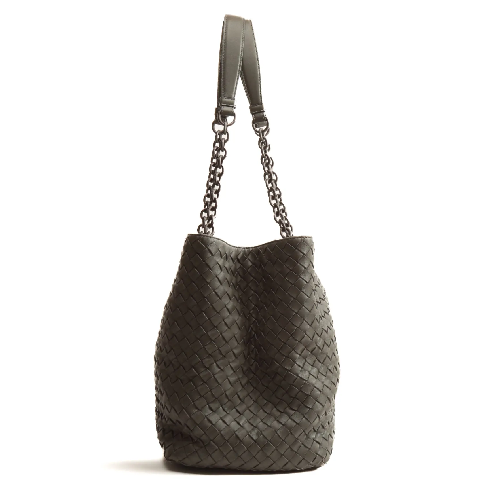 BOTTEGA VENETA Intrecciato Large Chain Tote - Gray - OUTLET FINAL SALE