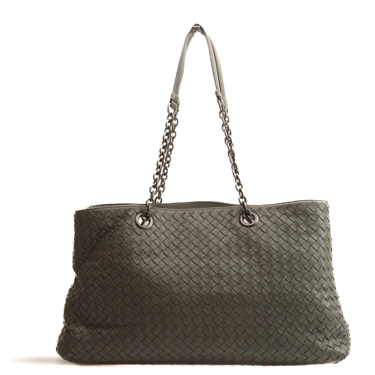 BOTTEGA VENETA Intrecciato Large Chain Tote - Gray - OUTLET FINAL SALE