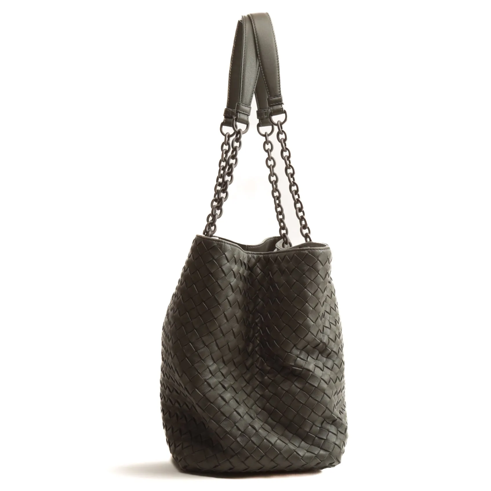 BOTTEGA VENETA Intrecciato Large Chain Tote - Gray - OUTLET FINAL SALE