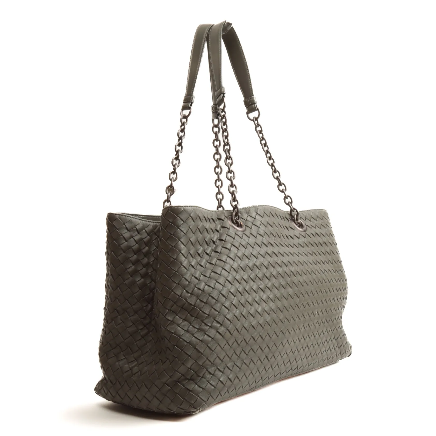 BOTTEGA VENETA Intrecciato Large Chain Tote - Gray - OUTLET FINAL SALE