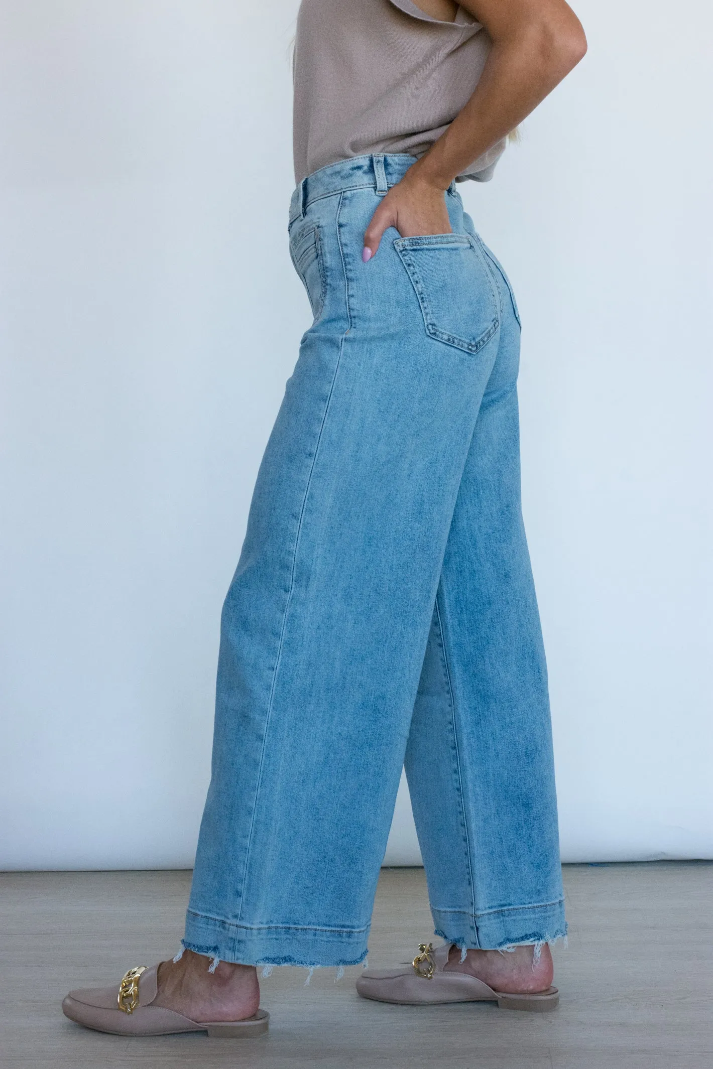 Can't Handle the Sass Light Wash Wide Leg Denim