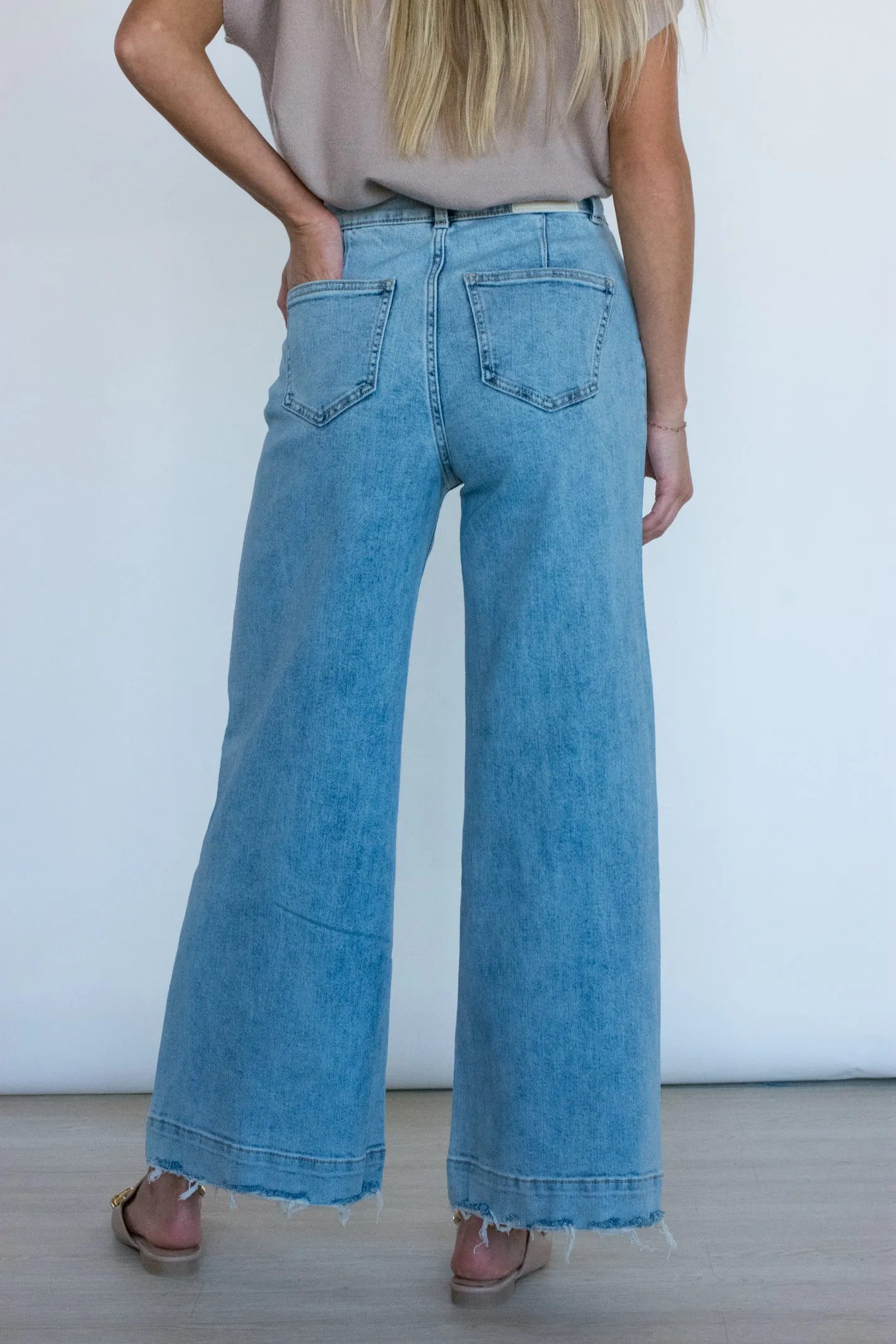 Can't Handle the Sass Light Wash Wide Leg Denim