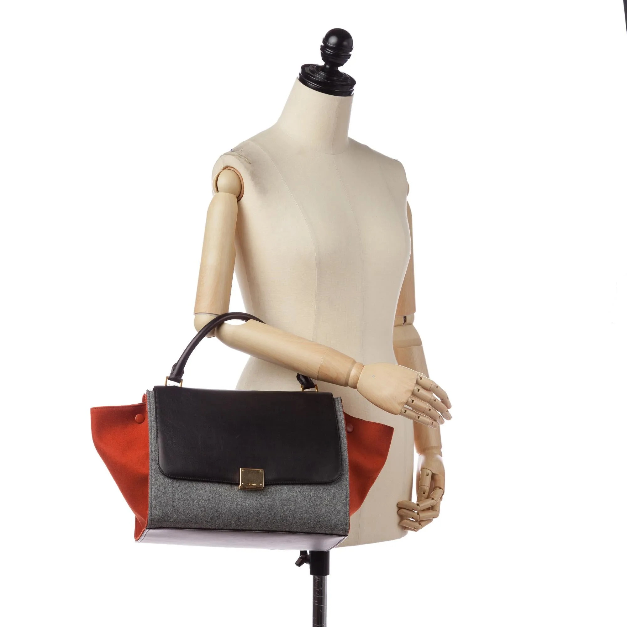 Celine Medium Tricolor Trapeze Satchel (SHG-32726)