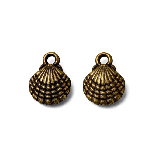 Charms, Tibetan Style, Shell, Double-Sided, Antique Bronze, Alloy, 13mm