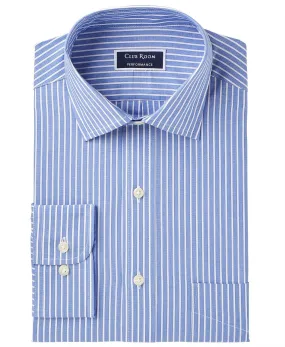 Club Room Men's Slim-Fit Performance Wrinkle-Resistant Striped Dress Shirt  Navy Size 17.5-32-33