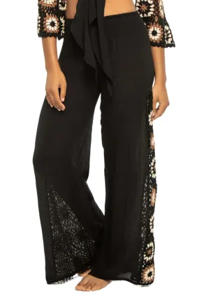 Crochet Panel Wide Leg Pants