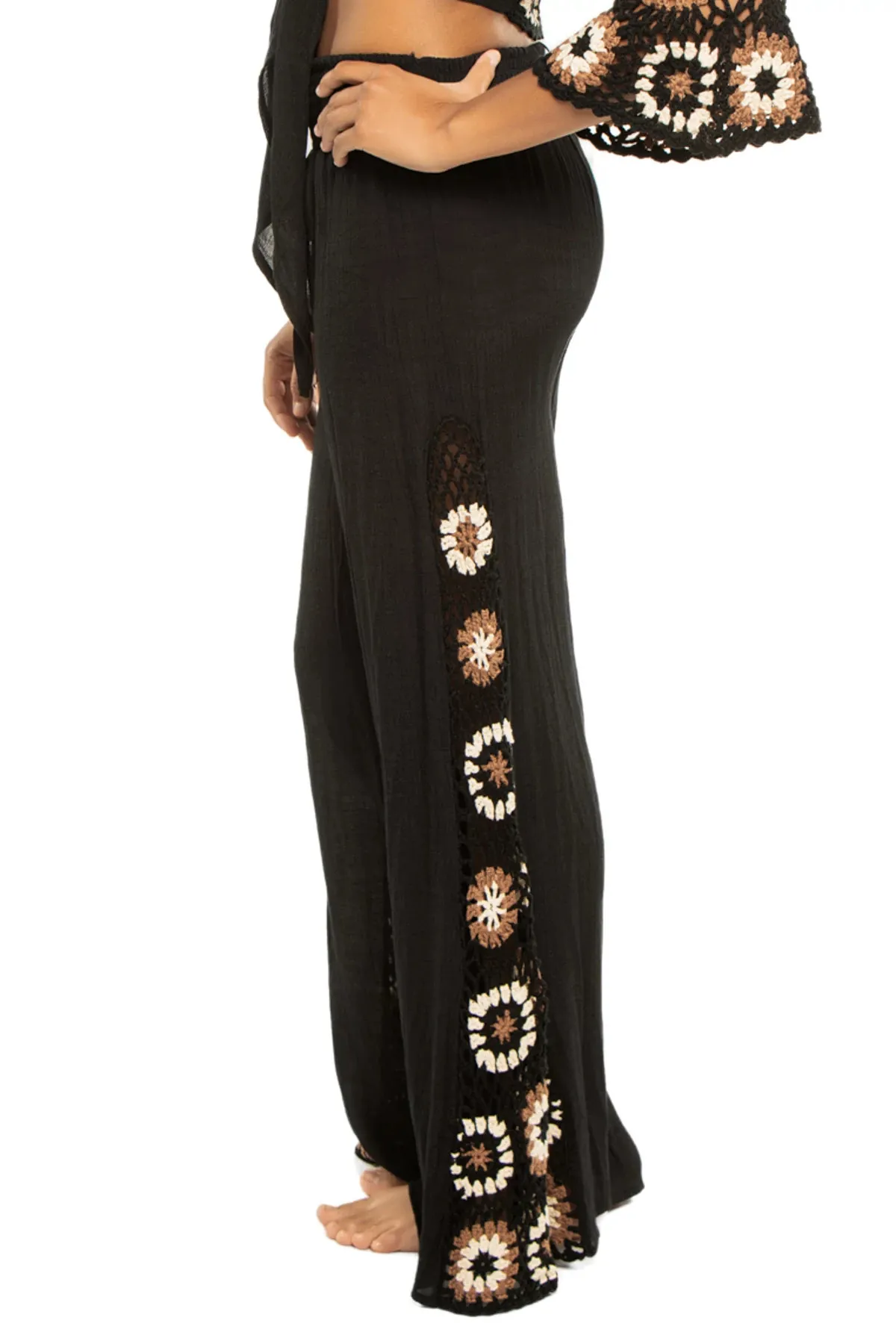 Crochet Panel Wide Leg Pants