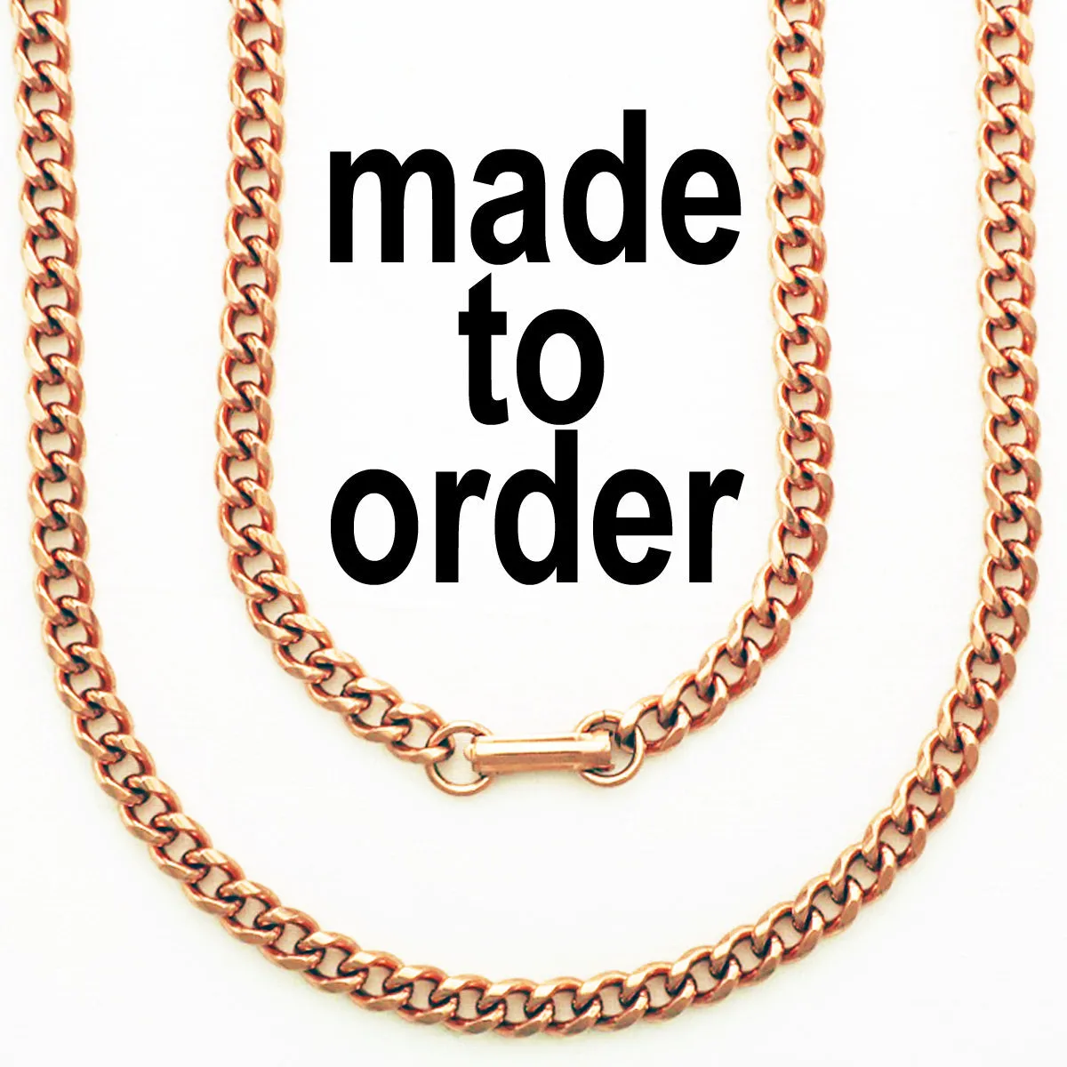 Custom Necklace Chain Copper Cuban Curb Chain Necklace NCC72 Medium 5mm Solid Copper Cuban Curb Chain Necklace Custom Sizes