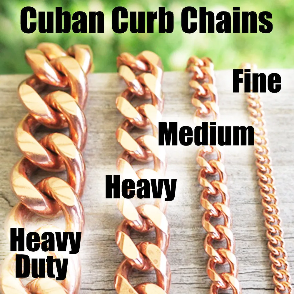 Custom Necklace Chain Copper Cuban Curb Chain Necklace NCC72 Medium 5mm Solid Copper Cuban Curb Chain Necklace Custom Sizes