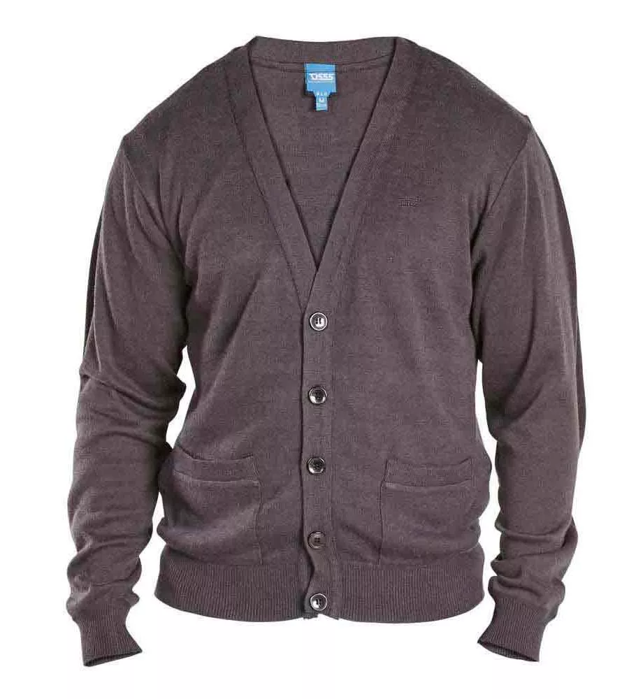 D555 Big Mens Charcoal Buttoned Cardigan (WALWORTH 3)