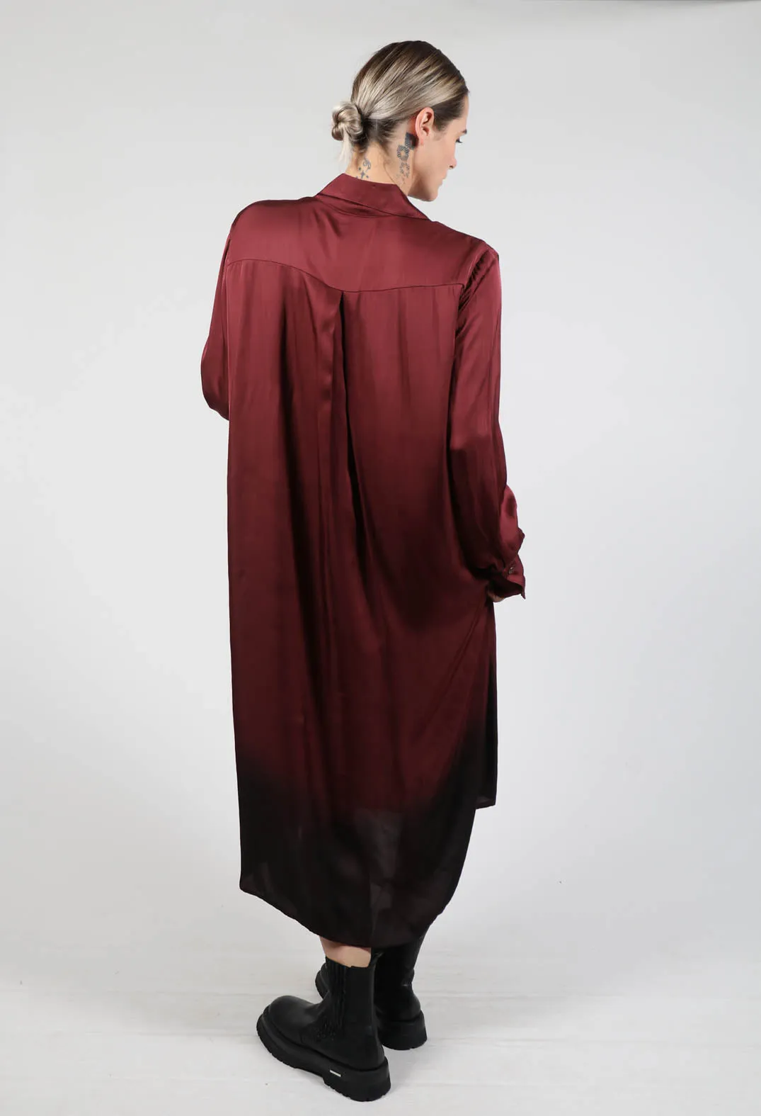 Drawstring Shirt Dress in Degrade Sangue