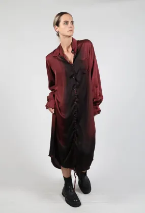 Drawstring Shirt Dress in Degrade Sangue