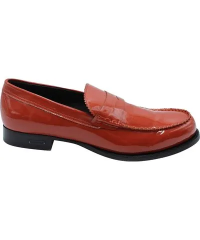 DSQUARED2 High-Shine Penny Loafers in Red Leather