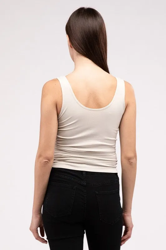 Easy Breezy Front & Back 2-Way V-Neck Seamless Tank