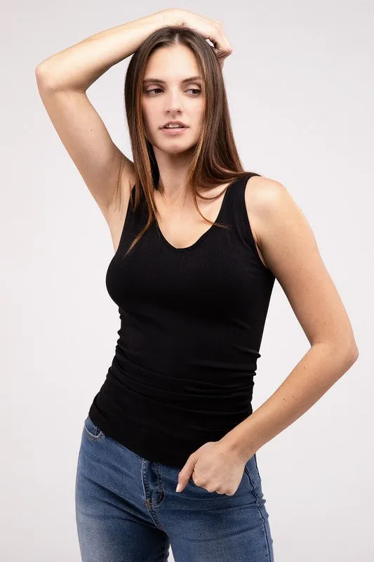 Easy Breezy Front & Back 2-Way V-Neck Seamless Tank