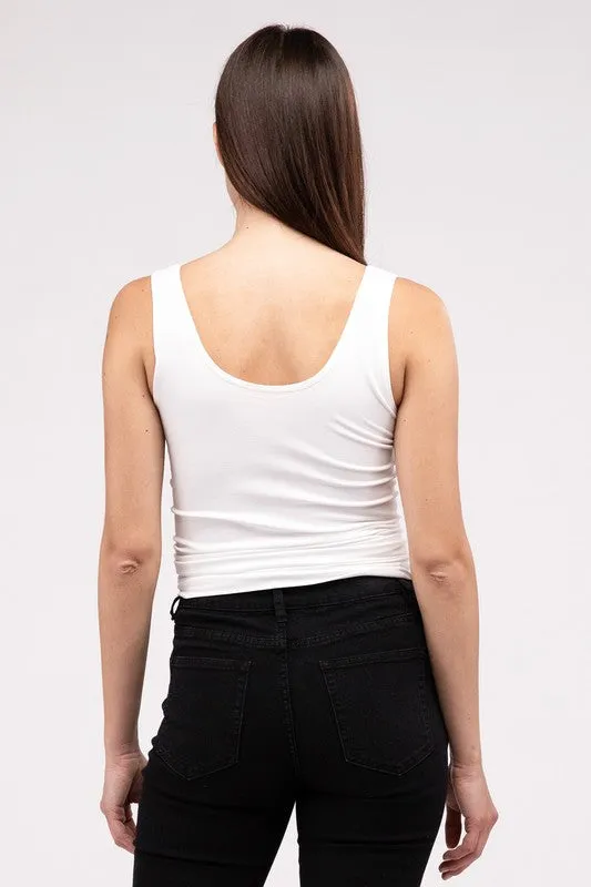 Easy Breezy Front & Back 2-Way V-Neck Seamless Tank