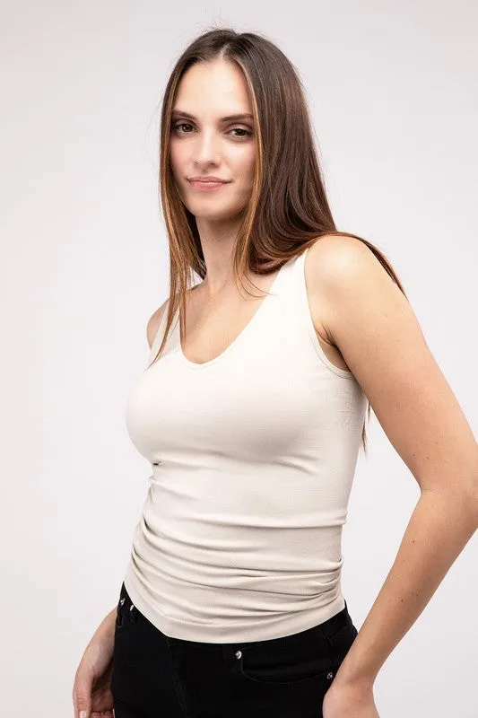 Easy Breezy Front & Back 2-Way V-Neck Seamless Tank