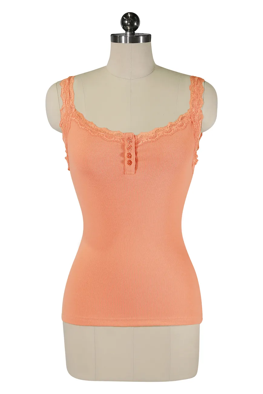 Follies D'Amour Lace Trim Singlet (Orange)