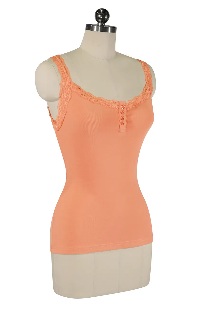 Follies D'Amour Lace Trim Singlet (Orange)