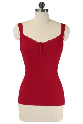 Follies D'Amour Lace Trim Singlet (Red)