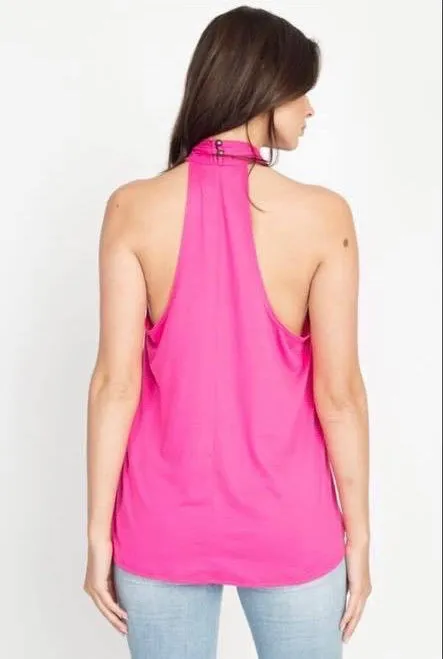 Fushia Ellis Twist Neck Top